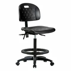 Polyurethane Lab Chair, Armless, Height Range 24 1/4 in to 34 in, Nylon Base, Foot Support