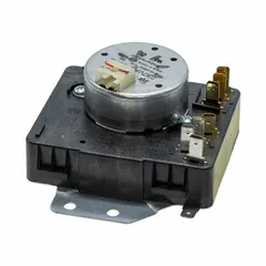 Dryer timer for controlling drying cycle duration in compatible clothes dryers. Replacement part for appliances requiring this specific timer assembly. Categorized under assorted brand washing machine and dryer parts.