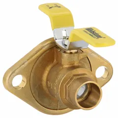 This WEBSTONE ball valve features a full port brass body with sweat inlet and flange outlet connections. The straight pattern and tee handle allow manual on/off control. Suitable for water, oil, and gas applications requiring minimal pressure drop.