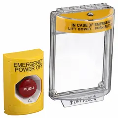 This ADA-compliant emergency push button is designed for use as an exit actuator in commercial and industrial facilities. It features a yellow finish and measures 4 7/8 inches in height, 3 1/4 inches in width, and 3 3/16 inches in depth.