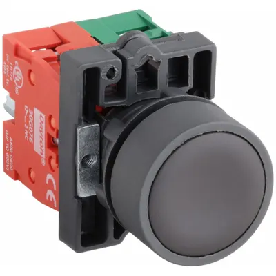 Dayton Flush Push Button Operator: Non-Illuminated, Flush Profile, Non-Metallic - Flush-Mount Push Buttons