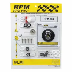 The RPM-D68 is a pump head service kit for LMI metering pumps. It is used in maintenance and repair procedures to restore pump performance and prevent leaks. Typical applications include water treatment, chemical dosing, and process fluid handling.