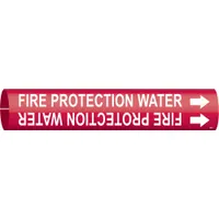 Pipe Marker: Fire Protection Water, Red, White, Fits 2 1/2 to 3 7/8 in Pipe O.D., 1 Pipe Markers (MPN 4060-C)