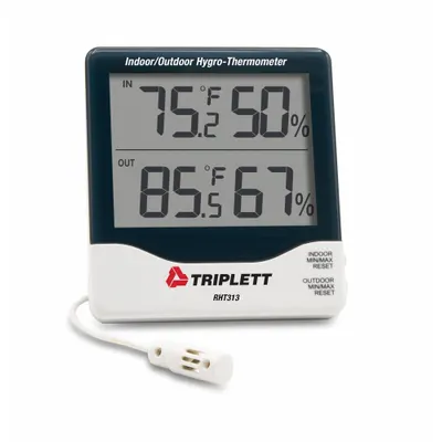 TRIPLETT Relative Humidity/Temp Indicator: 10%to 99% Humidity Range, Humidity/Temp - Desk & Wall Mount Meters with Cabled Sensors