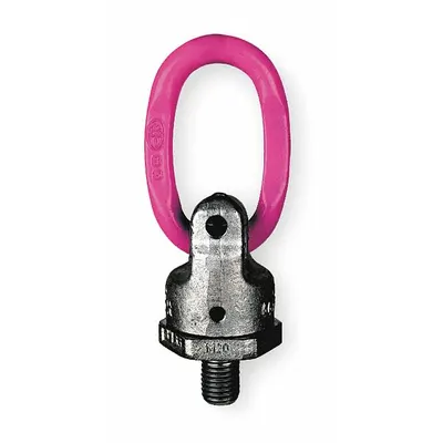 RUD CHAIN Hoist Ring: Pivot/Swivel, Steel w/Pink Powder-Coated Bail, 3/4"-10, Max. 5,000 lb - Rotate-Under-Load Hoist Rings