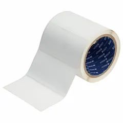 This Brady inkjet precut label roll features acrylic permanent adhesive and an inkjet print-receptive surface. Each roll contains 550 labels measuring 2 in x 4 in, designed for use with the J4000 printer series. Suitable for asset labeling, cable marking, and safety signage in industrial facilities.