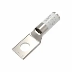 Copper compression lug for terminating 3 AWG solid or stranded copper wire onto a 5/16 in stud. One-hole standard type for use in electrical panels, switchgear, and power distribution systems requiring reliable connections.