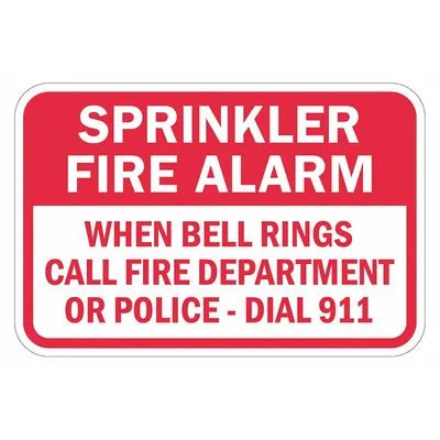 LYLE Reflective Fire Alarm Sprinkler Sign: Aluminum, Mounting Holes Sign Mounting - Sprinkler Fire Alarm : When Bell Rings Call Fire Department Or Police - Dial 911 Signs