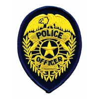 HEROS PRIDE Embroidered Patch: Police Officer, 2 3/4 in x 3 3/4 in, Gold/Navy, Plastic, Sew-On (MPN 5125)