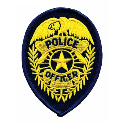 HEROS PRIDE Embroidered Patch: Police Officer, 2 3/4 in x 3 3/4 in, Gold/Navy, Plastic - Embroidered Badges