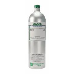 Disposable calibration gas mixture containing methane at 50% LEL (2.5%) with nitrogen balance. Provides +/-5% accuracy for verifying and adjusting portable gas detectors that measure methane, carbon monoxide, hydrogen sulfide, and oxygen. Compatible with all OEM gas detectors for routine calibration in industrial safety applications.