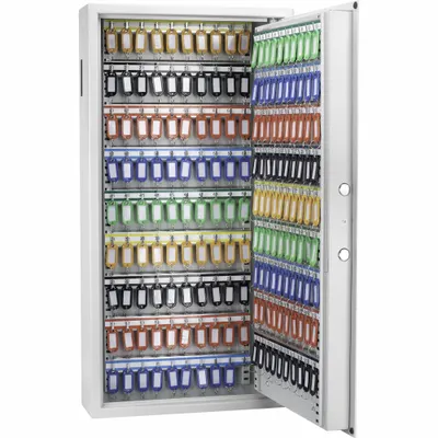 BARSKA Key Cabinet: 180 Key Capacity, Digital Lock, Steel, White, 30 3/4 in Ht - Key Cabinets with Digital Lock
