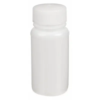 QORPAK Chemical/Reagent Bottle: HDPE, 120 mL, 4 fl oz, Closure Included, Natural - HDPE Wide Mouth Round Lab Bottles