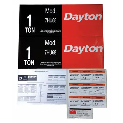 DAYTON Jib Crane Label Kit: For 7HU68 - GGS Material Handling Parts