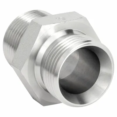 ADAPTALL Hydraulic Hose Adapter: 5/8 in x 1/2 in Fitting Size, Male x Male, BSPP x NPT - BSPP-to-NPT Steel Hydraulic Hose Adapters