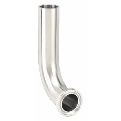 MAXPURE Sanitary Fitting Elbow: 90° Elbow, 1/2 in OD x 1/2 in OD Size, Clamp/Weld - 316 Stainless Steel Sanitary Tube Fittings