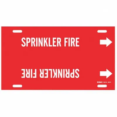 BRADY Pipe Marker: Sprinkler Fire, Red, White, Fits 10 to 15 in Pipe O.D., 1 Pipe Markers - Sprinkler Fire Strap-On Pipe Markers