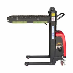 Powered scissor-lift table with a steel platform measuring 53 in L x 20 in W and overall dimensions of 53 in L x 21 in W x 51 in H. Supports loads up to 500 lb. Used in material handling for positioning workpieces at assembly stations, warehouse order picking, and other industrial lifting tasks.