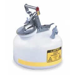 This HPLC waste can is designed for the safe collection and containment of waste solvents from high-performance liquid chromatography systems. The polyethylene can body features two polypropylene fittings and an EDPM seal to ensure chemical compatibility and leak prevention in laboratory environments.
