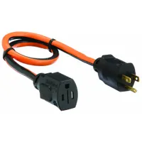 APPROVED VENDOR Extension Cord: Indoor Use, 2 ft Lg, Outlet, 5-15P, 14/3, SJTW, Black/Orange