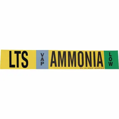 BRADY Pipe Marker: LTS, VAP, Low, Fits 8 in and Larger Pipe O.D., 1 Pipe Markers - Ammonia Adhesive Pipe Markers