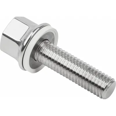 KIPP Hygienic USIT Hex Head Bolt w/Washer: Stainless Steel, Fully Threaded, M10 - Hygienic USIT Flanged Hex Head Screws with Sealing Washer
