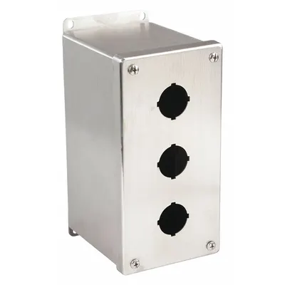 HOFFMAN Push Button Enclosure: 30mm, 3 Holes, 304 Stainless Steel - Enclosures for 30mm Operators