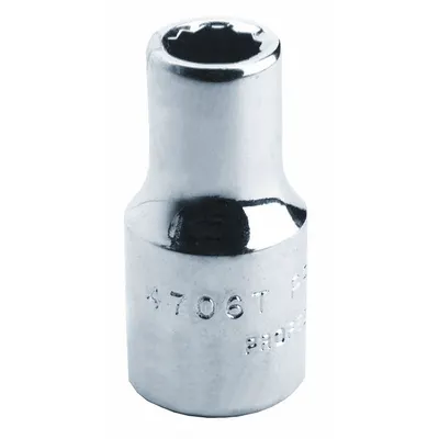 PROTO Socket: SAE, 1/4 in Drive Size, 7/16 in Socket Size, 12-Point, Std, Black Oxide - 1/4" Drive Hand Sockets