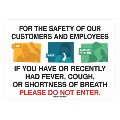 BRADY For The Safety Of Our Customers Sign: 7 in x 10 in Nominal Sign Size, Polystyrene - Coronavirus Employee Safety Sign