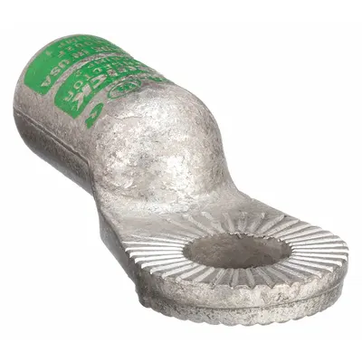 QUICKCABLE One-Hole Lug Compression Connector: Locking Lug, Crimp, Copper, 2 ga, Green - Locking Lugs
