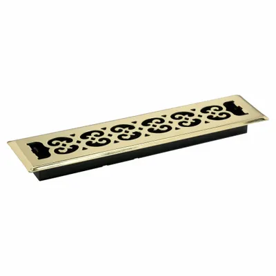 DECOR GRATES Floor Register: Floor, 15 1/2 in H, 3 3/4 in W, Decorative, Bright, Brass - Floor Registers