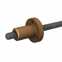 This PBC LINEAR precision lead screw assembly consists of a stainless steel lead screw with a round end and a standard PTFE nut. It is used in linear motion applications requiring accurate positioning, such as in machinery and automation equipment. The assembly provides low friction and corrosion resistance for reliable operation