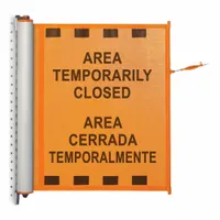 MODUS Mounted Barrier: Fixed Mount, 13 1/2 ft Belt Lg, Restricted Access Messaging, Orange (MPN ZPS-MPP-O)