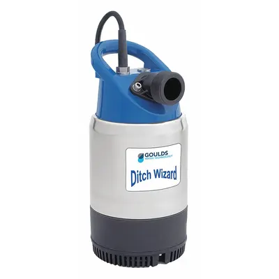 GOULDS Plug-In Utility Pump: 1 hp, 3/16 in Max. Dia. Solids, Continuous Duty, 115V AC - Heavy-Duty Submersible Electric-Operated Dewatering Pumps