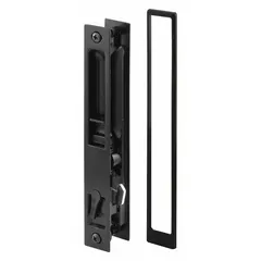 This recessed handle for sliding doors provides a flush-mount locking solution. It is designed for use on sliding doors in residential and light commercial settings. Dimensions: 7 1/4 in height, 7/8 in width, 7/8 in length.