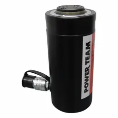 Single-acting, spring-return hydraulic ram with 30-ton nominal capacity and 4-inch nominal stroke. Suitable for lifting, pressing, and maintenance tasks in industrial and automotive settings.