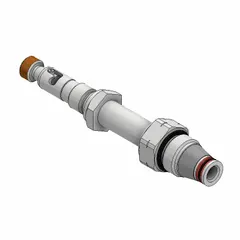 Screw-in solenoid cartridge valve with two positions, normally open, two-way configuration. Designed for C08-2 valve cavity size. Steel construction with polyurethane seals. Suitable for on/off flow control in hydraulic systems where default open flow is required.