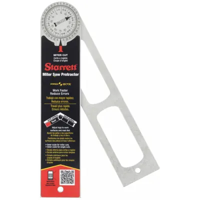 STARRETT Manual-Reading Miter Protractor: 12 in Blade Lg, 0°to 360°, 1° Graduations - Manual-Reading Miter Protractors