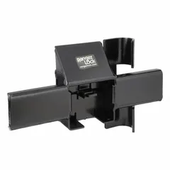 Steel guard measuring 12 inches in length and 3 1/2 inches in width. Designed to shield padlock shackles from cutting and prying tools. Used for securing gates, lockers, and equipment enclosures in industrial settings.