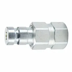 Steel nipple with Triple-Lok connection, rated for 0.8 g/min max flow rate and -40 to 250 °F. Used in hydraulic systems for quick connect/disconnect of fluid lines.