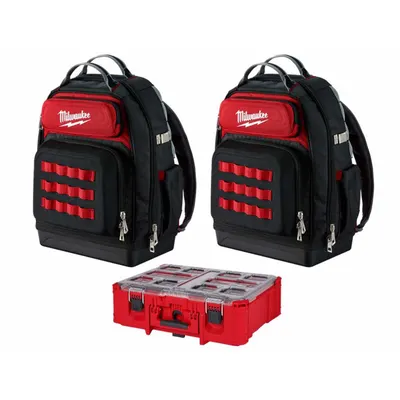 MILWAUKEE PACKOUT Tool Backpack Kit: 18 in W x 9 7/16 in D x 20 3/8 in H, Ballistic Nylon - PACKOUT Tool Backpacks