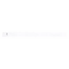 Disposable Tyvek security wristband for access control and temporary identification. White, unprinted surface allows custom marking. Tamper-evident single-use design. Pack of 500, each 10 in long and 3/4 in wide.