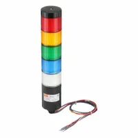 DAYTON Tower Light Assembly: 5 Tier, Amber/Blue/Clear/Green/Red, No Sounder Tier, 56 mm Overall Dia