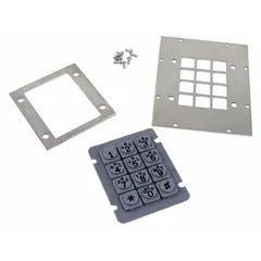 Gray plastic keypad seal kit designed for use with 246C series industrial telephones. Includes screws for installation. Helps protect keypad assemblies from dust, moisture, and debris in demanding environments.