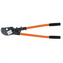 This manual controlled-cycle ratchet crimper is designed for compression lugs and splices. It features a 26-inch overall length and deluxe cushion grip for comfortable use. Suitable for creating secure connections in electrical power distribution, industrial maintenance, and utility applications.