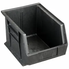 This electrostatic-discharge conductive plastic bin is designed for storing and organizing electronic components and sensitive devices in static-safe workstations and assembly areas. It measures 8 1/4 in x 10 3/4 in x 7 in and supports a load capacity of 50 lb.