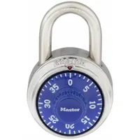 MASTER LOCK Combination Padlock: Dial Combo, Silver, Stainless Steel, Std Shackle, Steel Shackle (MPN 1502BLU)