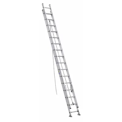 WERNER Extension Ladder: 32 ft Ladder Size, Aluminum, 375 lb Load Capacity, 74 lb Wt - Leg Leveling Lightweight Aluminum Extension Ladders