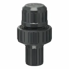 This atmospheric vacuum breaker is constructed from unfinished PVC with a 1/2 in FNPT connection. It is designed to prevent back-siphonage in water systems within a temperature range of 36°F to 140°F. Typical applications include plumbing systems where protection against backflow is required.