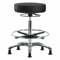 Stool: Vinyl, Ht Range 25 1/2 in to 35 1/4 in, 17 in Seat Wd, 17 in Seat Dp, 5 Glides, 0 Casters (MPN BR-VHBSO-CR-CF-RG-8540)